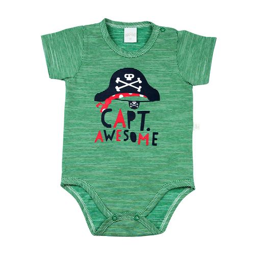 Body Bebê Malha Listrada Pontal Capt Awesome - Verde