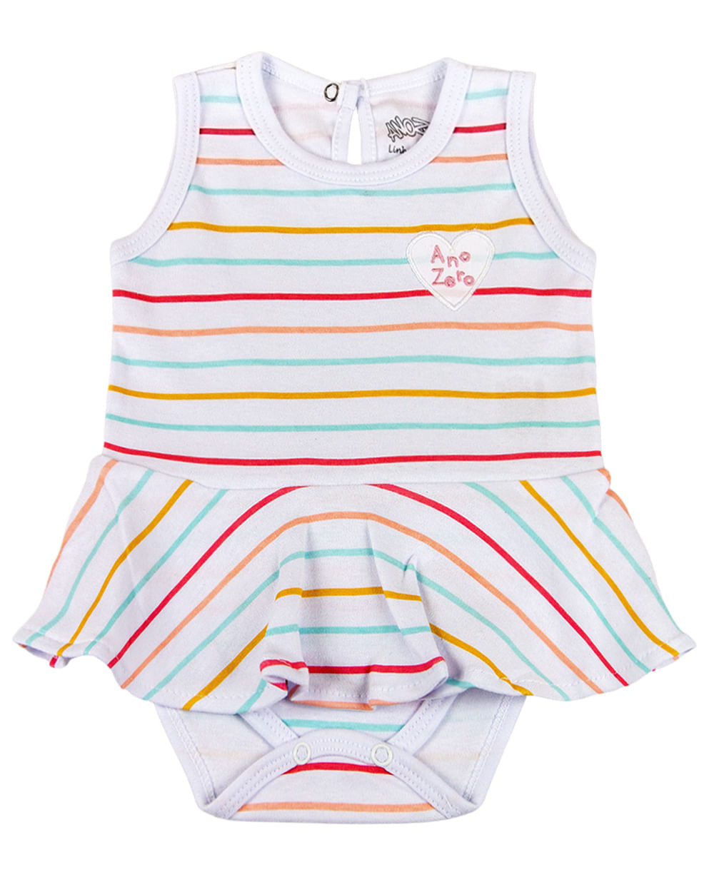 Kit Body Bebê Menina Suedine Estampado Sol e Arco Íris - Branco