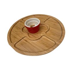 Petisqueira de bambu com 5 divisorias e Porcelana