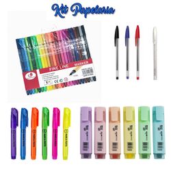 Kit Papelaria Escolar - Pen Lover Marca Texto Neon Pastel Caneta Criativa