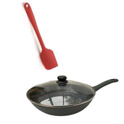 Frigideira Indução ceramico Jade com espatula e tampa  vidro