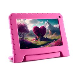 Tablet Kid Pad Rosa 4GB RAM + 64GB + Tela 7 pol + Wi-fi + Android 13 Quad Core Multi - NB411