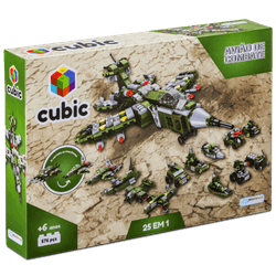 Blocos de Montar Cubic 25 em 1 Avião de Combate 576 Peças Multikids - BR1620