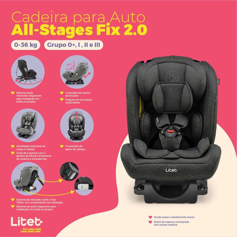 Cadeira para Auto 0-36Kg Isofix All Stages Fix 2.0 Cinza Cadeira para Auto 0-36Kg Isofix All Stages Fix 2.0 Cinza