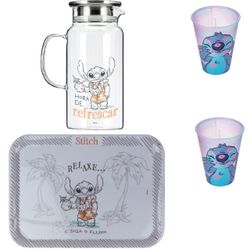 STITCH conjunto de bandeja , Jarra e 2 copos