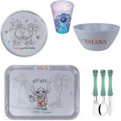STITCH conjunto de bandeja , prato, bowl, talheres e copo