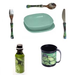 Kit refeicao  HULK - Avengers - com faqueiro caneca garrafa